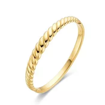 Stainless Steel Bracelet 18K Gold Plated Tarnish Proof Women Jewelry Gift Snake Bamboo Style Metal Texture Twisted Bangle 18cm