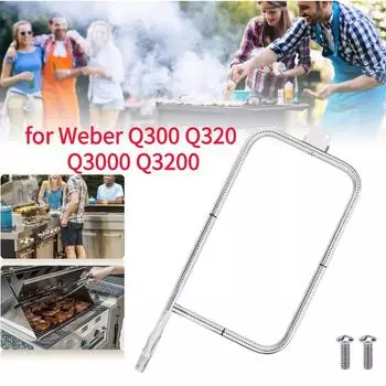 Stainless Steel Burner Tube with Screws Straight Burner Tube Rust-Proof Burner Tube Replacement for Weber Q300 Q320 Q3000 Q3200