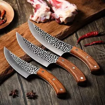 Stainless Steel Butcher Knife Fishing Cooking Knife Handmade Forged Knife Meat Cleaver Kitchen Chef Boning Cutter With Sheath