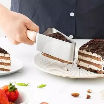 Stainless Steel Cake Slicer Cake Cutter with Anti-slip Handle Adjustable Triangular Cake Gripper Tongs Baking Tool for Desserts
