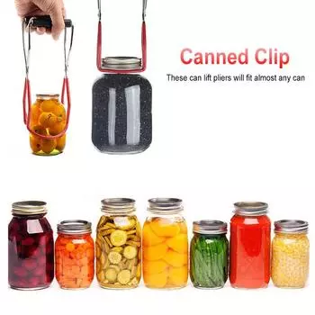 Stainless Steel Canning Jar Lifter with Grip Handle Can Lifter Tongs Jar Clip Heat Resistance Anti-clip Mason Jar Glass Lifter зелёный