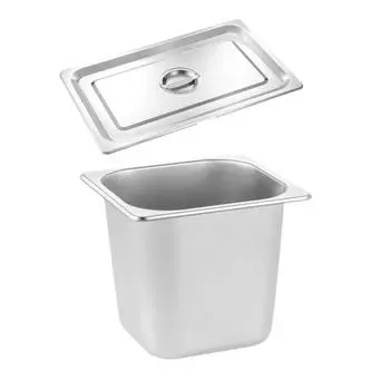 Stainless Steel Canteen Food Basin Rust-proof Food Preparation Box Food Pan Food Storage Box Hotel 1/6 Serving 15cm