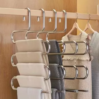 Stainless Steel Clothes Hangers S Shape Pants Storage Hangers Clothes Storage Rack Multilayer Storage Cloth Hanger