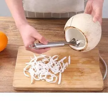 Stainless Steel Coconut Slicer, Shredded Coconut Meat, Coconut Slicer, Fish Scale Slicer, Multifunctional Coconut Meat Slicer, Kitchen Small Tool Pack of 1
