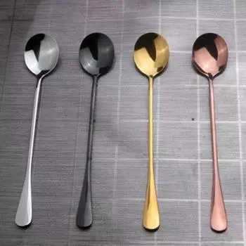 Stainless Steel Coffee Spoon with Long Handle Kitchen Scoops Dessert Tea Spoon silver