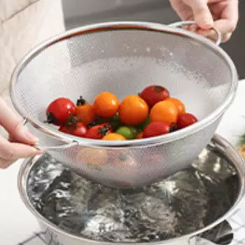 Stainless Steel Colander Food Strainer Sieve Fruit Bowl with Drainage Kitchen Draining Basket
