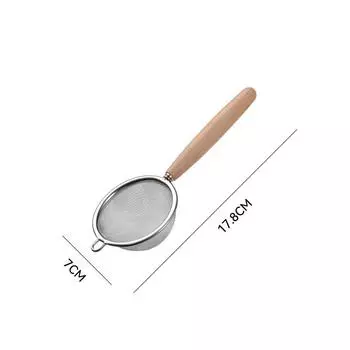 Stainless Steel Colander with Wooden Handle Multi-function Filter Mesh Flour Sieve Baking Tools Heat Oil Insulation Grid