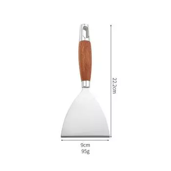 Stainless Steel Cooking Spatula Wooden Handle Steak Fried Shovel Pizza Pancake Beef Turner Scraper BBQ Utensils