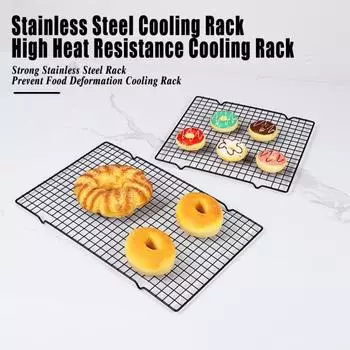Stainless Steel Cooling Rack for Baking Grilling Heavy Duty Wire Grid Design Rapid Cooling High Heat Resistance Easy to Clean Cooking Rack Square