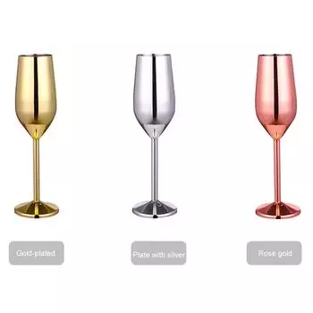 Stainless Steel Copper Cup Champagne Flutes 220ML Cocktail Cup Metal Wine Glass Bar Restaurant Beer Whiskey Drinkware 220ml