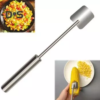 Инструмент для чистки кукурузных початков из нержавеющей стали, волшебная кукурузная стриппер, простая молотилка для кукурузы с длинной ручкой, острым лезвием, кухонный гаджет для домашнего ресторана серебряный