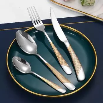 Посуда из нержавеющей стали Creative Star Diamond, нож для западной еды/стейка, вилка и ложка, комплект посуды из четырех предметов
