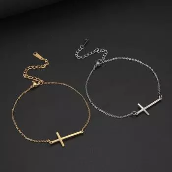 Браслет-подвеска из нержавеющей стали с крестом, унисекс, модные простые регулируемые браслеты-цепочки для женщин и мужчин, ювелирные изделия на удачу