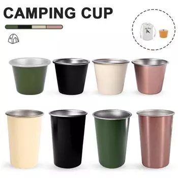 Stainless Steel Cup Outdoor Camping Water Cups Stackable Portable Coffee Mug Ultra-light Drinking Cups Camping Drinkware Cup