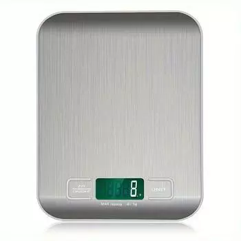 Stainless Steel Digital Kitchen Scale 10kg 5kg Precision Electronic Food Scale For Cooking And Baking Measuring Tools 5Kg серебряный