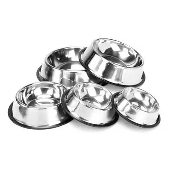 Stainless Steel Dog Bowl Pet Food Water Drink Dishes Feeder For Cat Puppy Dog Pet Bowl Feeder Dish for Small Large Dogs Cats XS