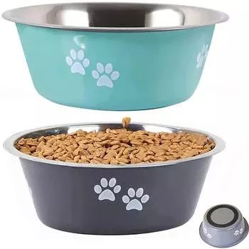 Stainless Steel Dog Bowls Non-slip Feeding Bowls Water Bowls for Small Medium Large Dogs Food Bowl Elevated Raised Pet Feeders 860ml 17.5cm зелёный