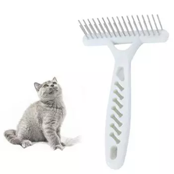 Stainless Steel Dog Rake Comb Double Row Dog Comb Brush Dog Needle Row Comb For Dogs Puppy Cats белый