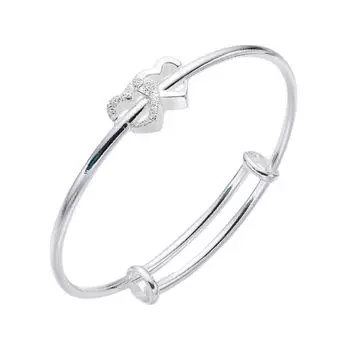 Stainless Steel Double Heart Sweet Women Bangle Fashion Jewelry Korean Style Bracelet Buckle Bangle