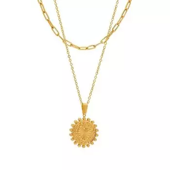 Stainless Steel Double Layers Clavicle Chain Gold Plated Ladies Choker Jewelry Summer