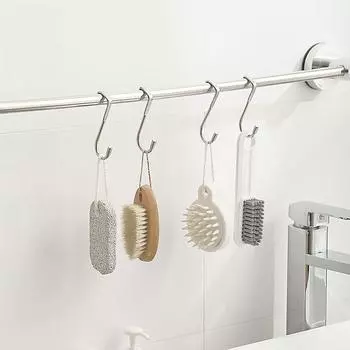 Stainless steel double S-shaped hook 304 non perforated door back hanging clothes hook kitchen bathroom multifunctional cabinet