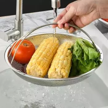 Stainless Steel Draining Basket Multifunctional All-In-One Pan Steamer Basket with Handle Easy Use Food Steamer Cooking Utensils
