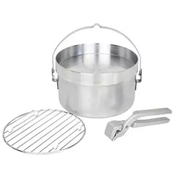 Stainless Steel Dutch Oven 8 Inch Cookware Direct Fire IH Compatible Camping Outdoor Family Oven [Belmont] BM-256 серебряный