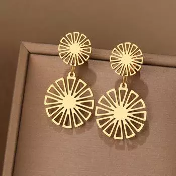 Серьги из нержавеющей стали, милые винтажные нежные подсолнухи, элегантные, легкие, роскошные, модные, подвесные серьги для женщин, ювелирные изделия бронзовый