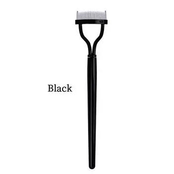 Stainless Steel Eyelash Comb & Eyebrow Brush - Oval Nylon Bristles, Dense Teeth for False Lashes & Natural Brows, All Light Beige Types