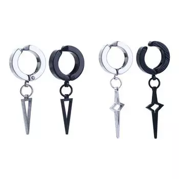 Stainless Steel Fashion Jewelry Korean Style Ear Cuff Cross Clip Earring Non-Piercing Earring black-Cross