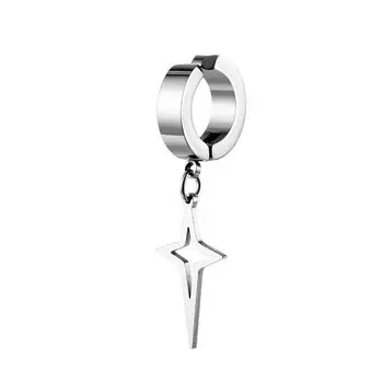 Stainless Steel Fashion Jewelry Non-Piercing Earring Cross Clip Earring Korean Style Ear Cuff silver-Cross