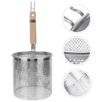 Stainless Steel Filter Spoon Fried Food Strainer Handle Colander Wooden Hot Pot Kitchen Cookware Noodle 40.00X16.00X16.00CM