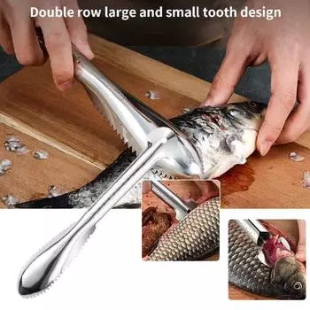 Stainless Steel Fish Skin Brush Scraping Fishing Scale Remove Scalers Knife Brush Graters Fast P3Q3 Silvery-One size