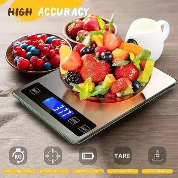 Весы для еды из нержавеющей стали 15 кг/33 фунта цифровые кухонные весы для выпечки высокоточные многофункциональные цифровые весы с подсветкой ЖК-дисплея 5Kg
