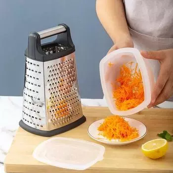 Четырехсторонняя терка из нержавеющей стали с контейнером, овощерезка, терка для картофеля и сыра, кухонная многоцелевая овощерезка