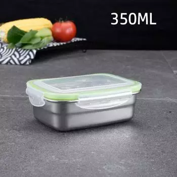 Stainless Steel Fresh-keeping Box Sealed Bento Box Refrigerator Freezer Storage Box Camp Supplies Type A-350ml