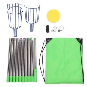 Stainless Steel Fruit Picker Tool with Basket Pole Easy to Assemble Fruits Catcher Tree Picker Lengt