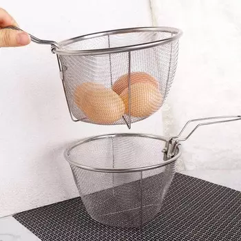 Stainless Steel Frying Basket Mesh French Chef Fries Chip Basket Foldable Strainer Net Food Colander Kitchen Cooking Tools