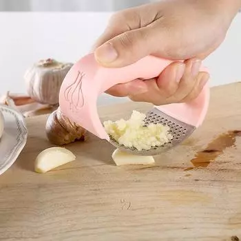 Stainless Steel Garlic Press 2 in 1 Multi-function Masher Manual Crusher Rocking Mincer Squeezer розовый
