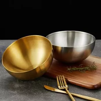 Салатница из нержавеющей стали золотая и серебряная рисовая лапша миска для лагманской лапши кухонная посуда контейнер для еды 15cm