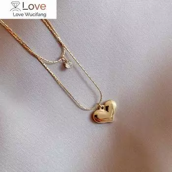 Нержавеющая сталь золотого цвета 2 слоя сердце кулон ожерелье для женщин чокер вечерние модные ювелирные изделия pulseira