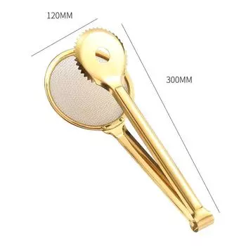 Stainless Steel Golden Mesh Food Tong Frying Oil Strainer Steak BBQ Clip Filter Spoon Colander Kitchen Utensils