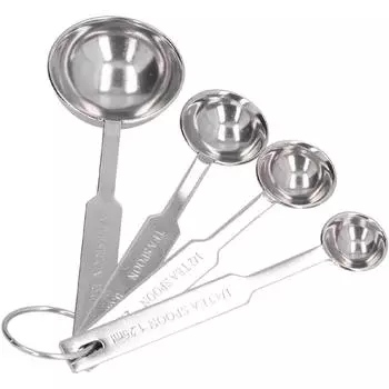 Stainless Steel Graduated Measuring Cup Measuring Spoon 4 Sets светло-серый