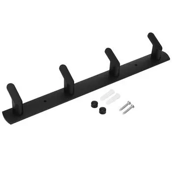 Stainless Steel Household Bathroom Kitchen Hook Wall Mounted Clothes Hanging Rack 4 HooksBlack 4