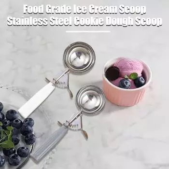 Ложка для мороженого из нержавеющей стали с спусковым крючком, половина чашки, ложка для теста для печенья, теста для кексов белый