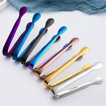 Stainless Steel Ice Tongs Gold Sugar Ice Cube Tongs Bread Food BBQ Clip Barbecue Clip Ice Clamp Tool Bar Kitchen Accessories серебряный