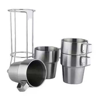 Stainless Steel Insulated Coffee Mugs Set of 4(300ML) Double Wall Cups with Handle,Shatterproof Cups for Cold and Hot Beverages 300ml