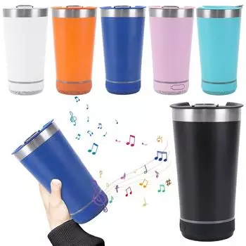 Stainless Steel Insulated Cup Wireless BT Speaker Travel Mug Stereo Subwoofer Sound Box Water Bottle Gifts for Women and Men 500ml оранжевый