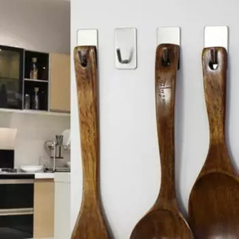 Stainless Steel Key Self Adhesive Wall Mounted Towel Wall Hook Key Holder Hanger Storage Rack 1 Pcs