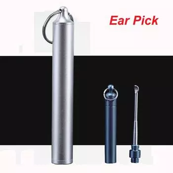 Stainless Steel Keychain Ear Digging Scoop Ear Pick Ear Wax Remover Curette Cleaning Tool синий